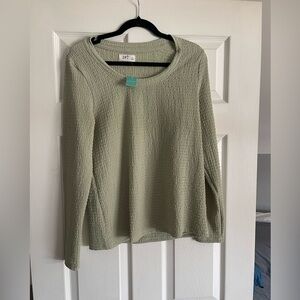Maurices Light Sage Waffle Knit Long Sleeve Top size medium